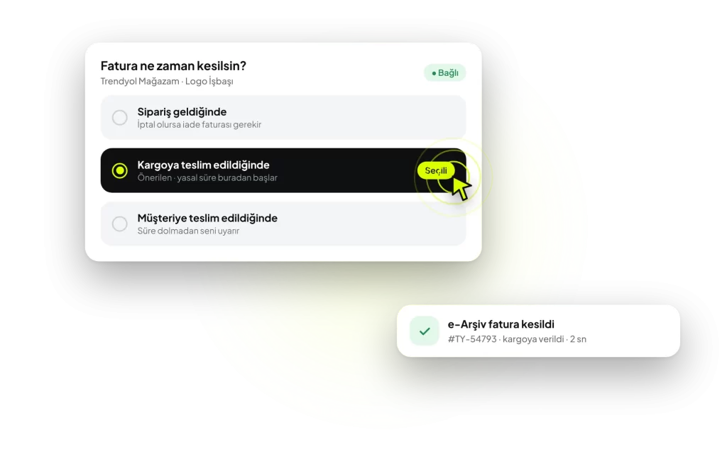 Kargoya teslimde otomatik e-fatura tetiği
